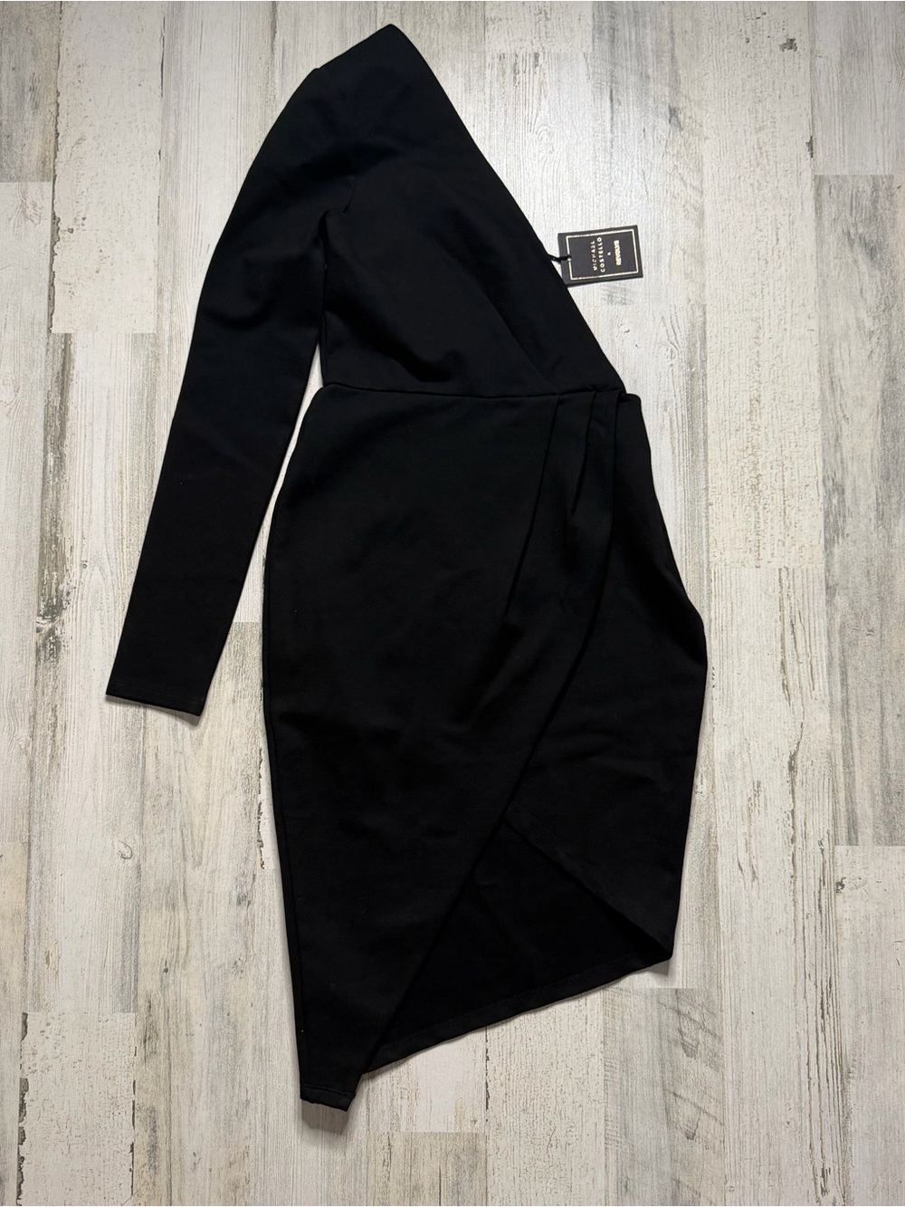 NWT Revolve x Michael Costello Asymmetric One-Shoulder Black Dress Size Small